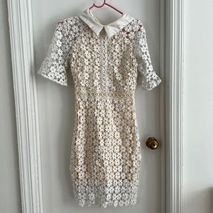 White daisy laced overlay mini dress
